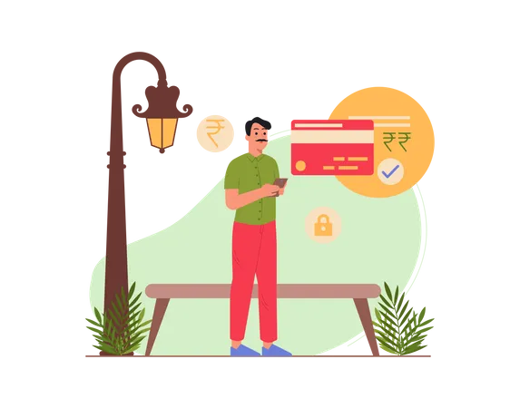 Free Man doing online payment  Illustration