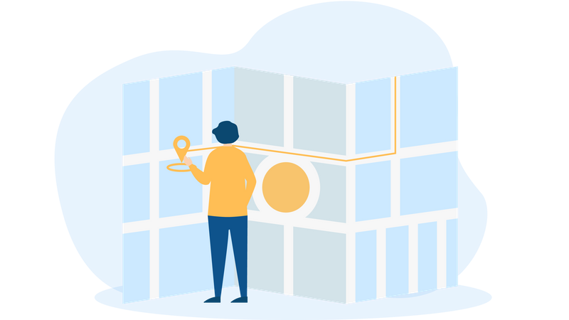 Free Man finding location in map  Illustration