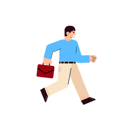 Free Man going to office  イラスト