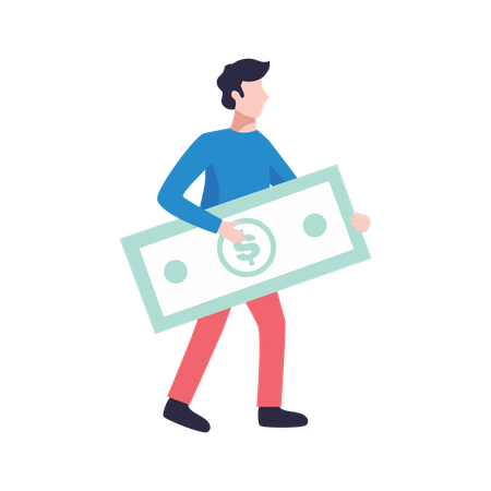 Free Man holding money  Illustration
