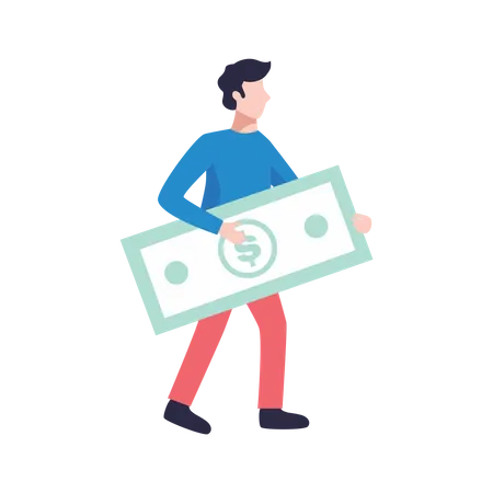 Free Man holding money  Illustration