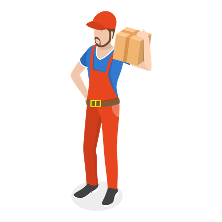 Free Man in courier boy uniform delivering parcel  Illustration