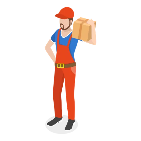 Free Man in courier boy uniform delivering parcel  Illustration