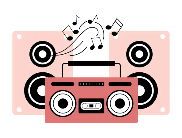 Free Man listening songs on cassette player  Illustration