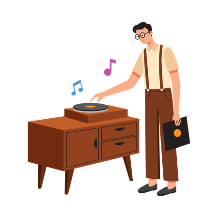 Free Man Organizing disk with Briefcase  Illustration