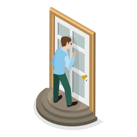 Free Man peeking through door  Illustration
