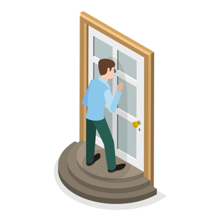 Free Man peeking through door  Illustration