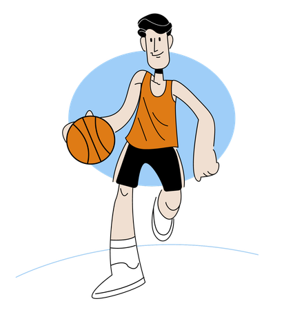 Free Man playing Basketball  Illustration