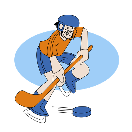 Free Man playing ice Hockey  Illustration