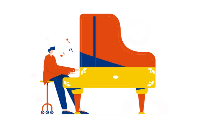 Free Man playing piano  Illustration