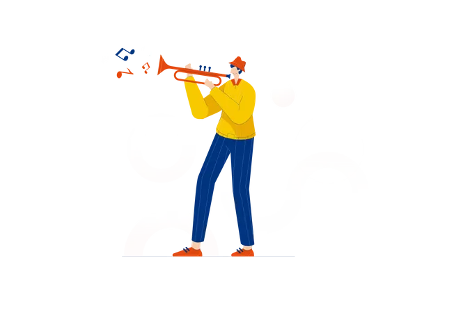 Free Man playing trumpet  Illustration