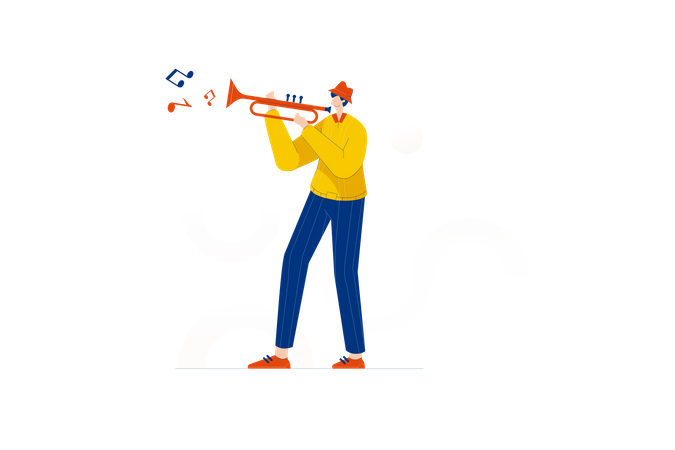 Free Man playing trumpet  Illustration