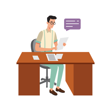 Free Man Reading newspaper in a chair  Illustration