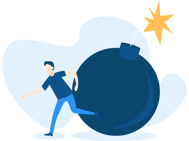 Free Man running from bomb explosion  Illustration