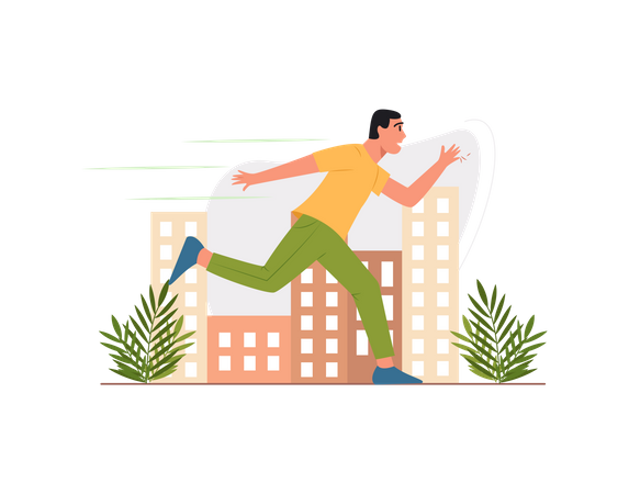 Free Man running in hurry  Illustration