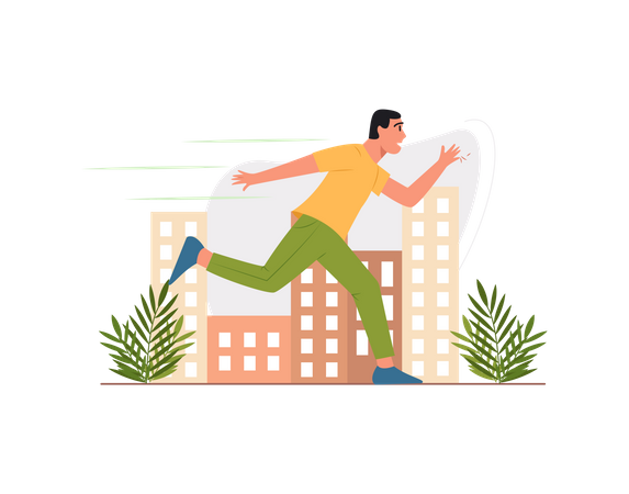 Free Man running in hurry  Illustration