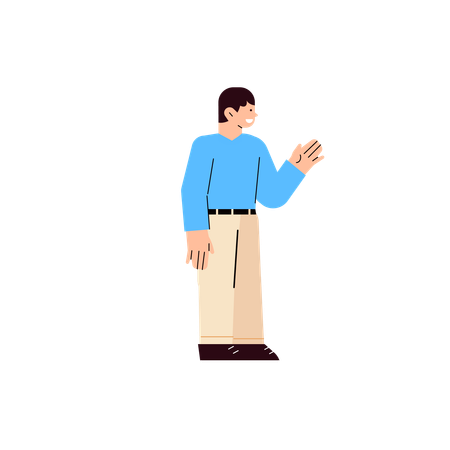 Free Man say hallo  イラスト