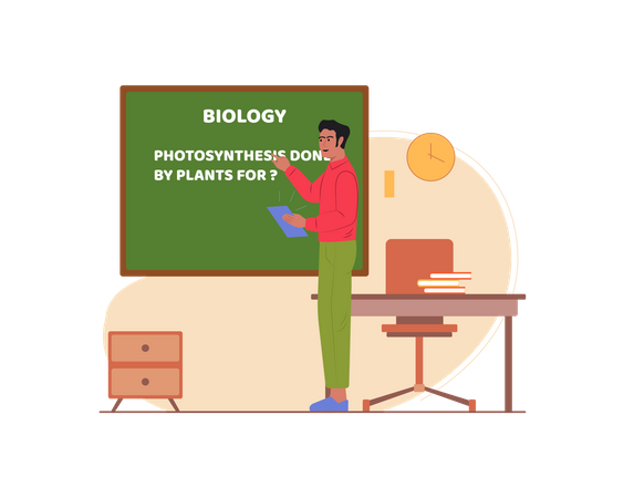 Free Man teaching biology in classroom Illustration