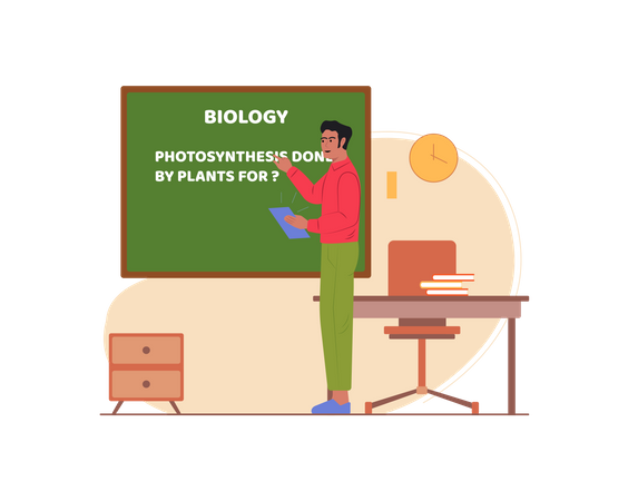 Free Man teaching biology in classroom  일러스트레이션