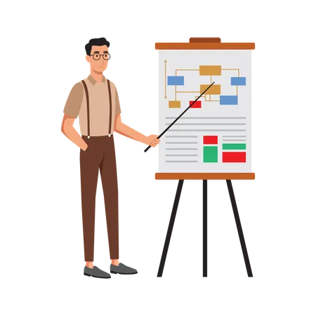 Free Man Teaching with Flip Chart  Illustration