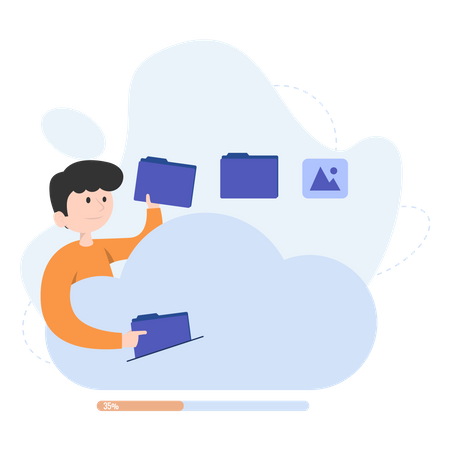 Free Man uploading data  Illustration
