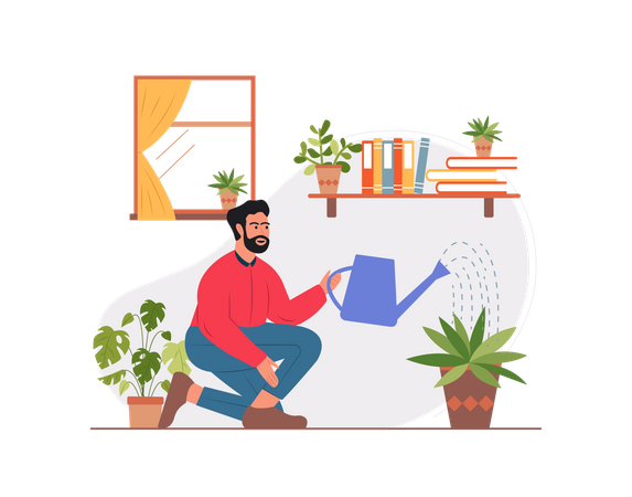 Free Man watering plants  Illustration
