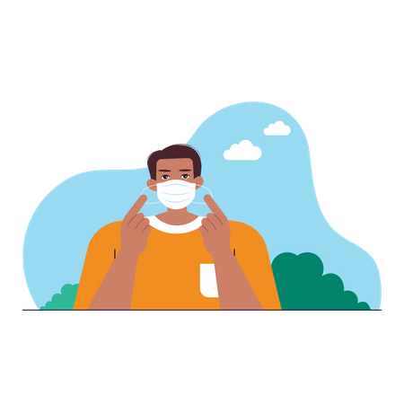 Free Man wearing face mask  Illustration