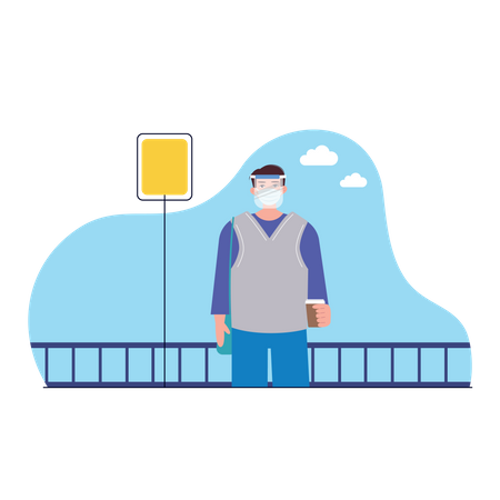 Free Man wearing face mask  Illustration