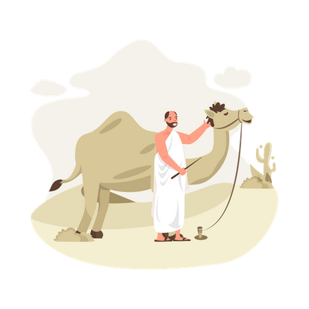 Free Man with camel  Illustration