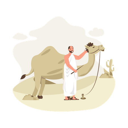Free Man with camel  일러스트레이션