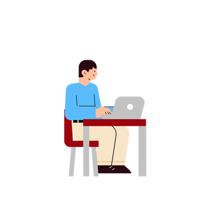 Free Man with laptop  일러스트레이션