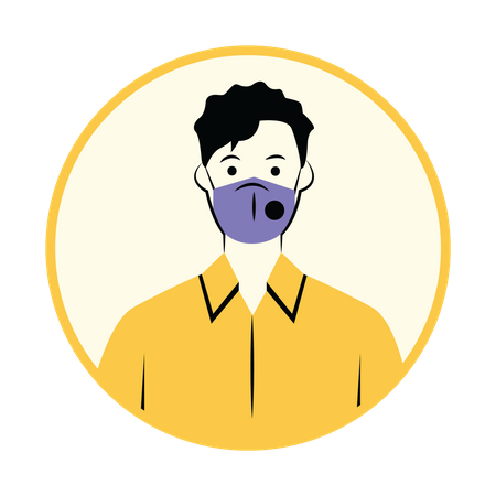 Free Man with N95 mask  イラスト
