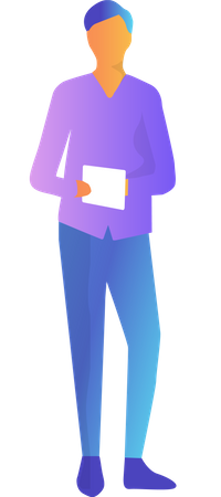 Free Man with tablet  Illustration