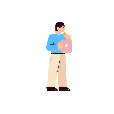 Free Man with tablet  Illustration