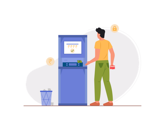 Free Man withdrawing money from ATM Illustration