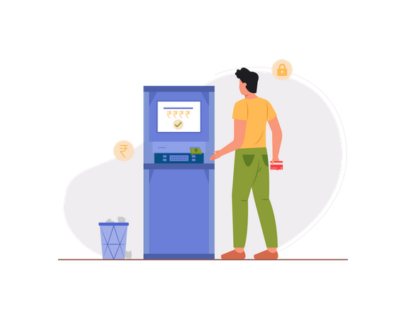 Free Man withdrawing money from ATM  Illustration