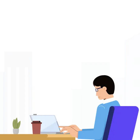 Free Man working on laptop Illustration