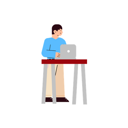 Free Man Working On Laptop  Illustration
