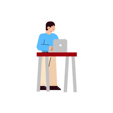 Free Man Working On Laptop  Illustration