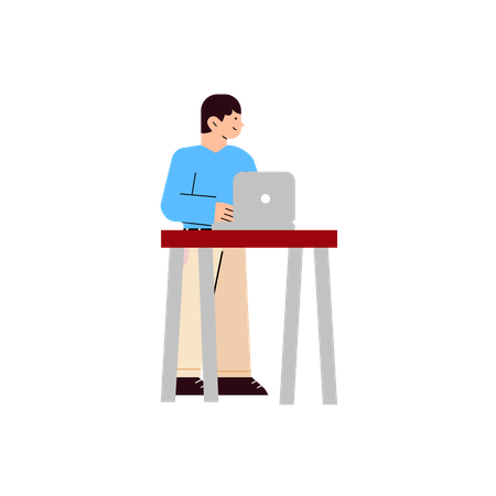 Free Man Working On Laptop  Illustration