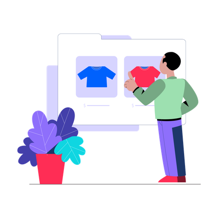 Free Mann beim Online-Shopping  Illustration