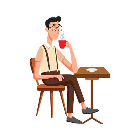 Free Mann nippt elegant an Tee  Illustration