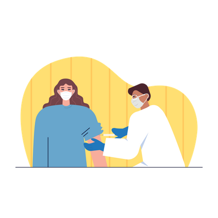 Free Médico dando vacina corona para menina  Illustration