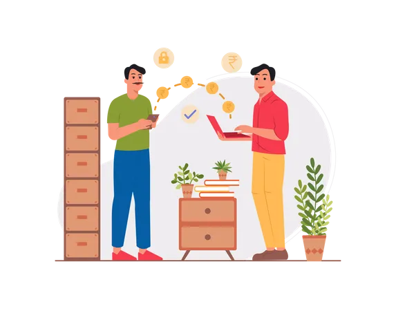 Free Men doing money transfer  Illustration