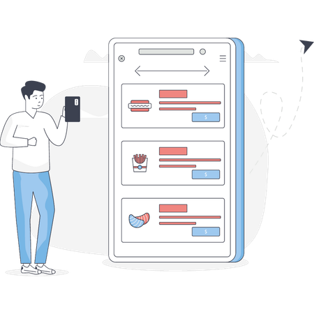Free Menino está selecionando menu online  Ilustração