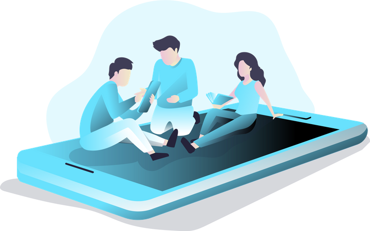 Free Mobile Testing and Group Discussion Illustration