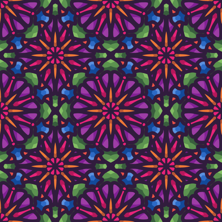 Free Modèle sans couture de mandala avec ornement de mandala ethnique floral arrondi  Illustration