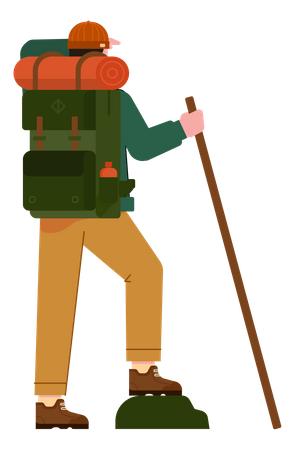 Free Mountaineer looking at sight  Illustration