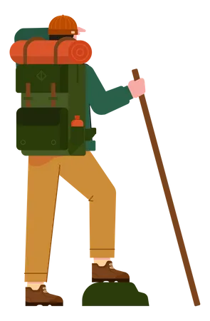 Free Mountaineer looking at sight  Illustration