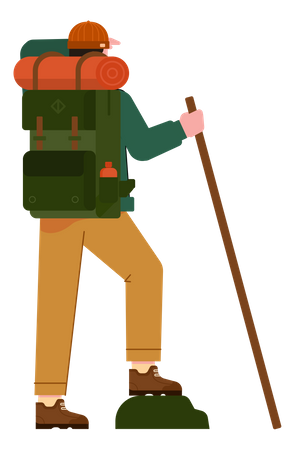 Free Mountaineer looking at sight  Illustration